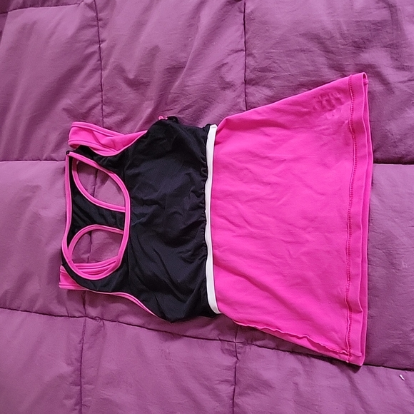 Hot Barbie Pink Brasil Sul Tank top with built-in sports bra. Size S/M - Picture 3 of 5